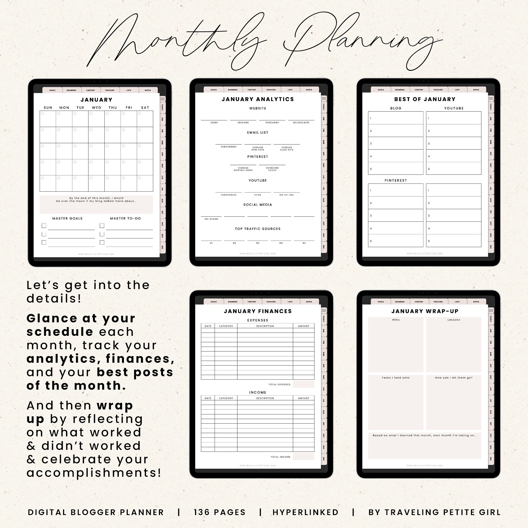 Minimalist Digital Blogger Planner for Content Creators, Influencers &amp; Entrepreneurs. Blogging ...