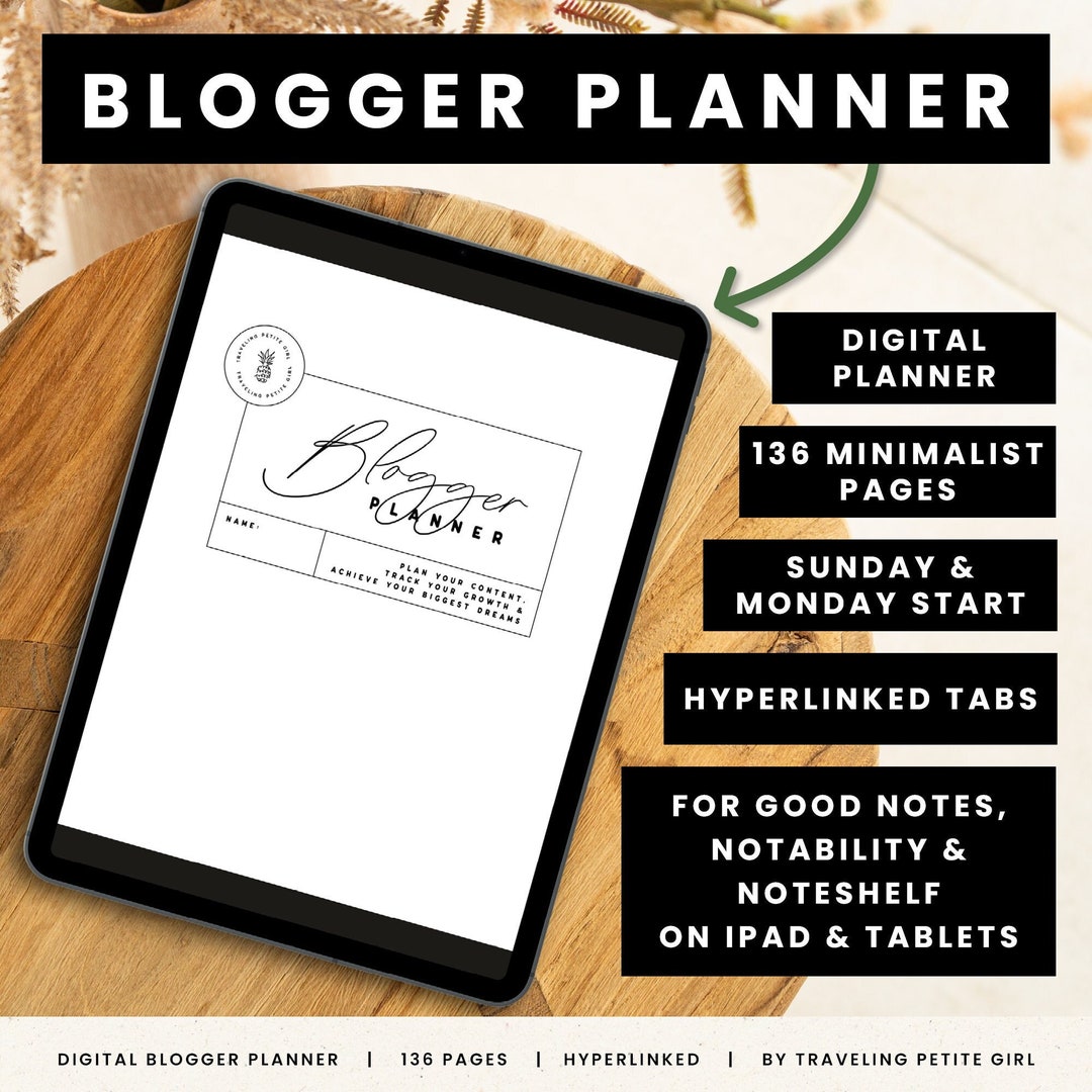 Minimalist Digital Blogger Planner for Content Creators, Influencers &amp; Entrepreneurs. Blogging ...