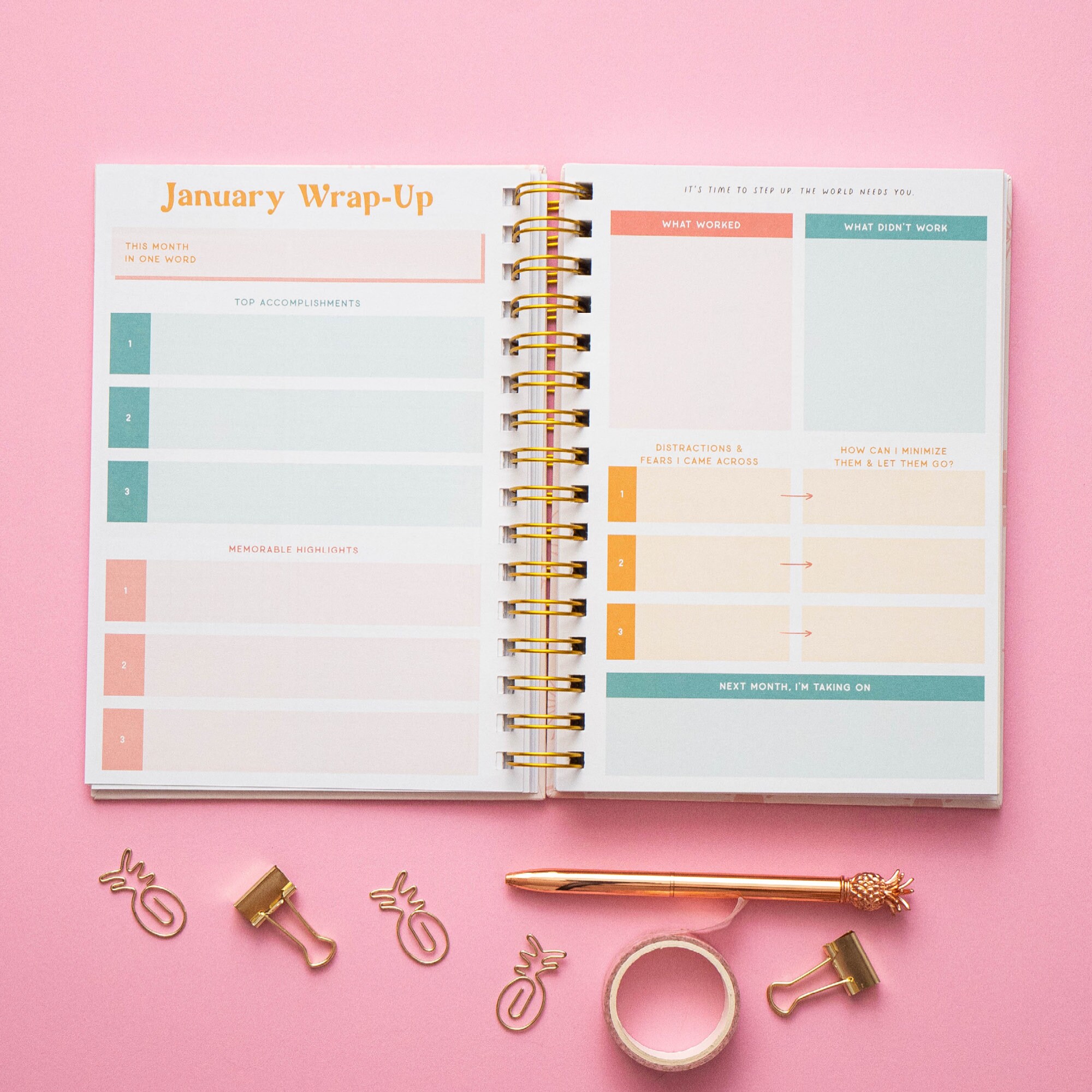 Glow Getter Planner, Hard Cover, Monday Start, Weekly Monthly Yearly ...