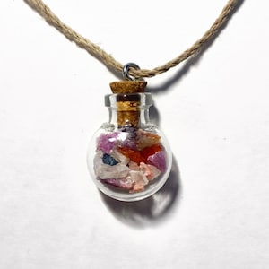 Cancer Zodiac Crystal Bottle Charm Pendant with Real Crystal Astrology Birthstones Including Ruby and Moonstone