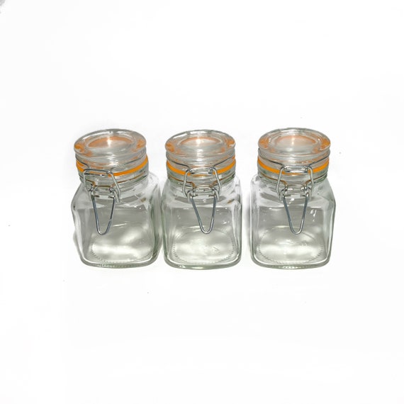 Air Tight Glass Jars 4 Fl Oz Clear Empty Containers With Clamp Lids for  Herbs, Bath Salts, Tea, Gifts, Arts and Crafts, Wedding Party Favors 