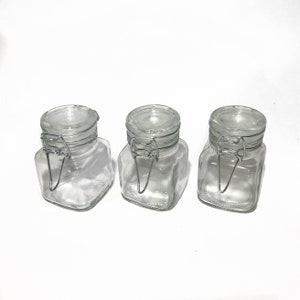 Luftdichte Glasgläser 4 fl oz klare leere Behälter mit Klemmdeckel für Kräuter, Badesalz, Tee, Geschenke, Kunsthandwerk, Hochzeitsgastgeschenke