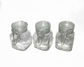 1set 300ml Kitchen Glass Jar Set For Salt, Sugar And Other Spices