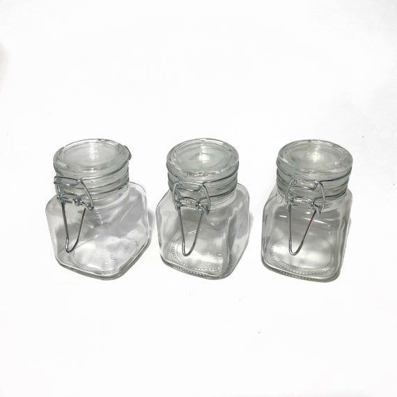 Luftdichte Glasgläser 4 fl oz klare leere Behälter mit Klemmdeckel für Kräuter, Badesalz, Tee, Geschenke, Kunsthandwerk, Hochzeitsgastgeschenke