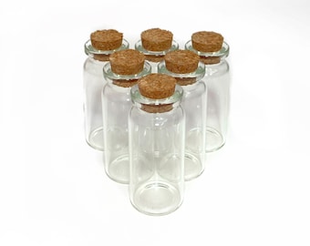 Glass Bottles with Corks, 5, 10, 15, or 20 mL Clear Empty Jars with Cork Stopper Lids, Vials for Herbs, Potions, and Spell Jars