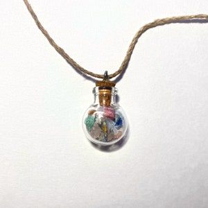 Taurus Zodiac Crystal Bottle Necklace with Real Crystal Astrology Stones including Rose Quartz and Selenite image 7