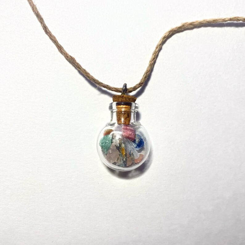 Taurus Zodiac Crystal Bottle Necklace with Real Crystal Astrology Stones including Rose Quartz and Selenite image 7