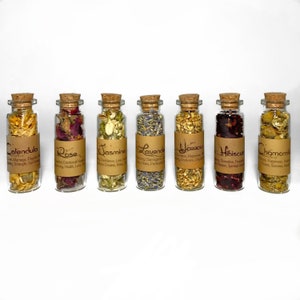 Apothecary Single Herbs in 15mL jars with Labels for Witchcraft Beginners, Spell Jar and Altar Natural Herbal Witch Supplies