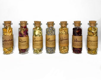 Apothecary Single Herbs in 15mL jars with Labels for Witchcraft Beginners, Spell Jar and Altar Natural Herbal Witch Supplies