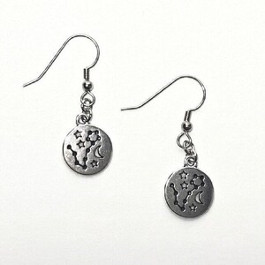 Pisces Star Constellation Zodiac Earrings Stainless Steel with Stars and Moon Cutout Dangle Earrings