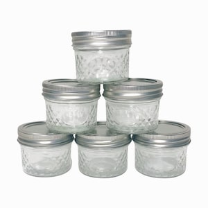 Glass Jars with Screw Top Lids 4 fl oz Clear Empty Decorative Storage, Container for Herbs, Tea, Bath Salts, DIY Beauty Canning Kitchen Cans