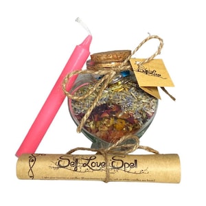 Self Love Spell Kit with Ritual, Heart Shaped Spell Jar, and Candle
