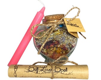 Self Love Spell Kit with Ritual, Heart Shaped Spell Jar, and Candle
