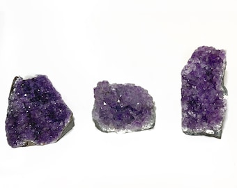 Amethyst Druzy Large Crystal Clusters with Cut Base and Rough Edges for Natural Home Decor, Third Eye Opening, and Meditation