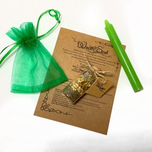 Wealth Spell Kit with Spell Jar, Ritual, and Candle for Money, Income, & Prosperity