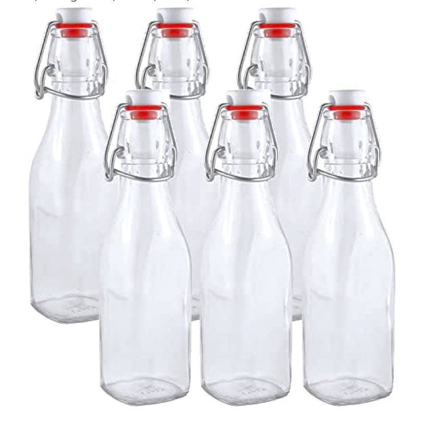 Bormioli Rocco 500 ml Square Clear Swing Top Bottles