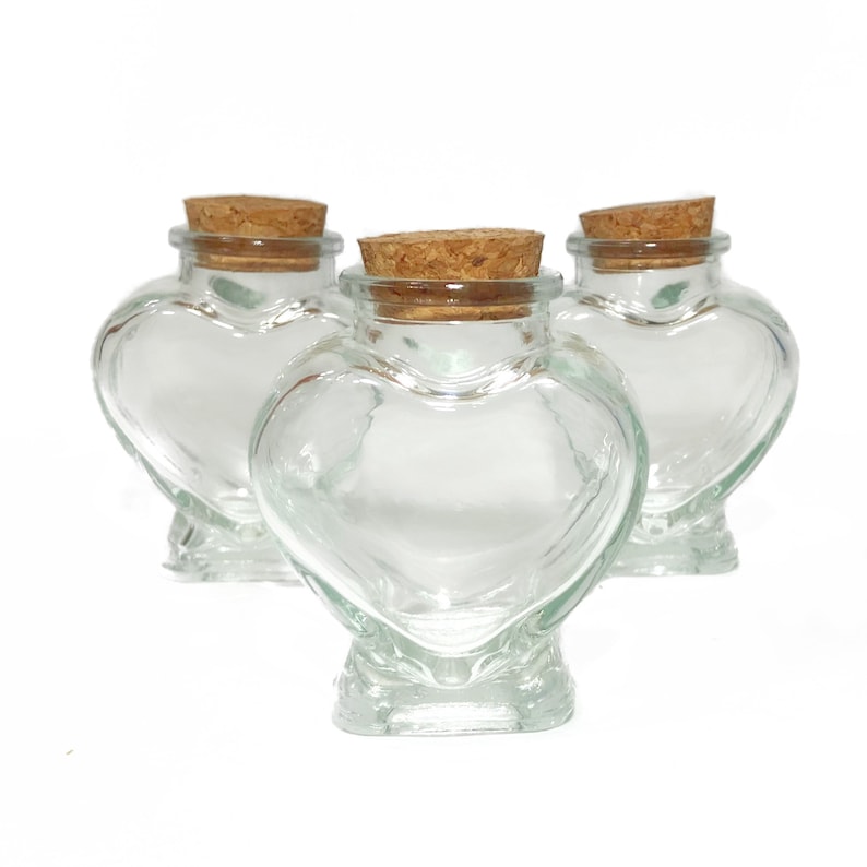 Heart Shaped Spell Jars Glass Bottles With Corks Clear Empty Etsy