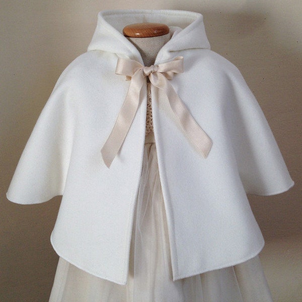 Cape Blumenmädchen Hochzeit Mädchen Brautjungfer Taufmantel Taufe Festkleidung warm cremeweiß NINA