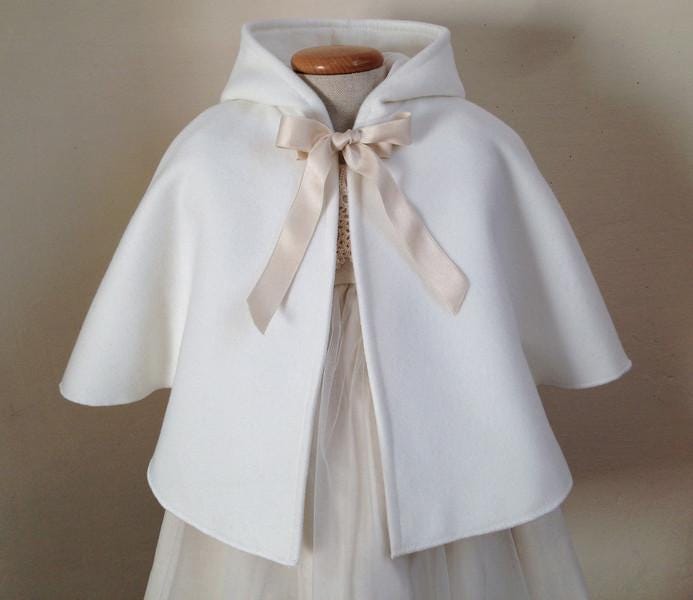 soft warm pure wool cape jacket ivory coat baby girl baptism ceremony NINA