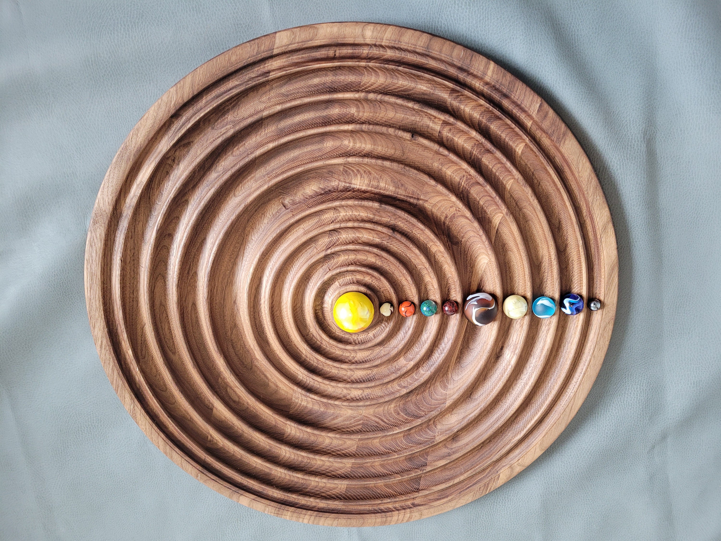 Solid Wood Solar System w/ 10 Piece Marble Set Etsy