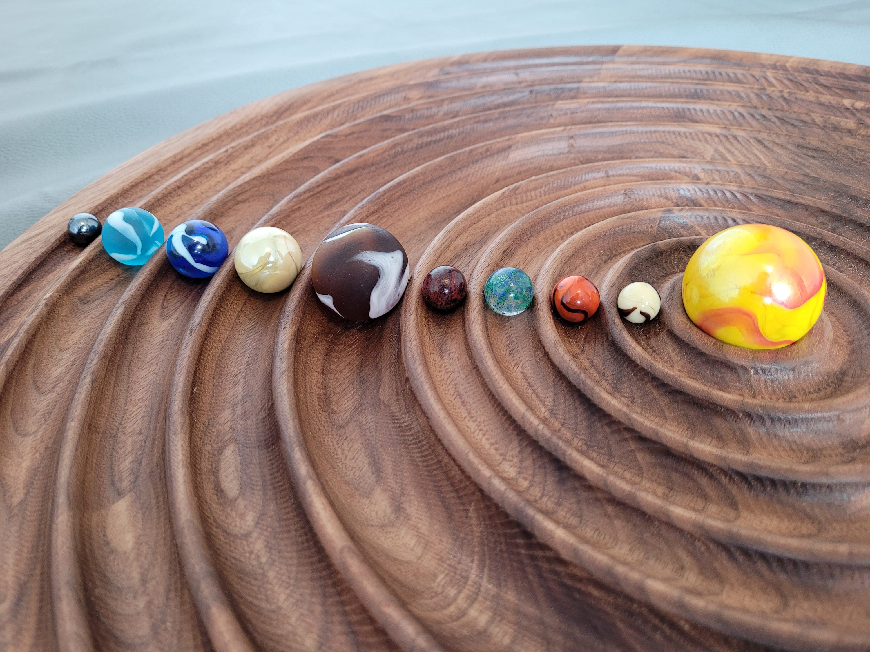Solid Wood Solar System w/ 10 Piece Marble Set Etsy