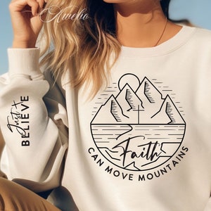 Faith Move Mountains Svg Png, Believe Svg Boho Christian Sleeve Shirt Design Svg, Religious svg, Bible Verse Shirt svg, Jesus Svg, Psalm Svg