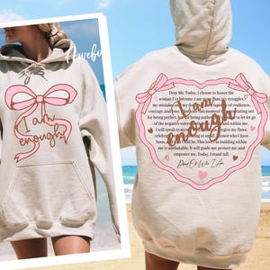 Ho abbastanza SVG PNG, Boho Coquette Inspirational Heart Svg, Citazioni positive Svg, Affermazione femminile Svg, Maglietta anteriore e posteriore, Donne forti SVG