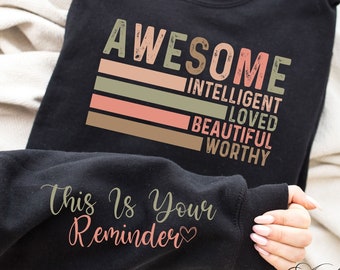Awesome Worthy SVG PNG, This is your Reminders Svg, Boho Motivational Sleeve Shirt Design Svg, Love Yourself Svg, Kindness Definition Svg