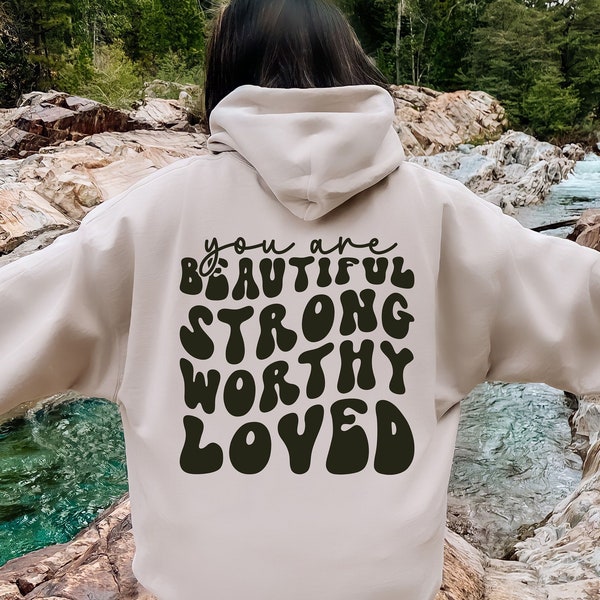 You Are Beautiful Worthy Enough SVG PNG | Retro quotes | Kindness Shirt | Positive quotes | Mental Healthy svg | Retro Motivational Quotes