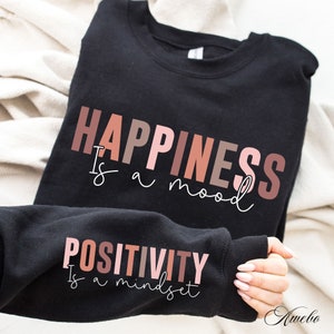 La felicità è uno stato d'animo SVG PNG EPS, Boho Motivational Sleeve Shirt Design Svg, Ama te stesso Svg, Affermazioni positive quotidiane Png, Trendy Png
