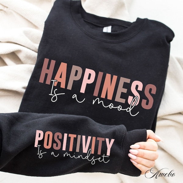 Happiness is a Mood SVG PNG EPS, Boho Motivational Sleeve Shirt Design Svg, Love Yourself Svg, Positive Daily Affirmations Png, Trendy Png