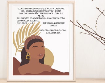 Latina Art Print | Feminist Art Print | Strong Woman Quote Print | Dark Skin Girl Art | Powerful Woman |  Latin American Art | Latinx Art |