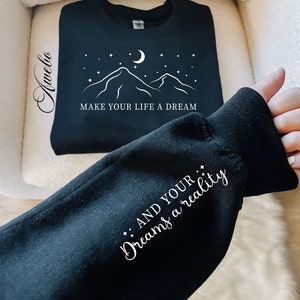 Uczyń swoje życie marzeniem, a marzenia rzeczywistością Svg Png, Boho Inspirująca koszulka z rękawami Svg, Kochaj siebie Svg, Zawsze masz znaczenie cytat Svg