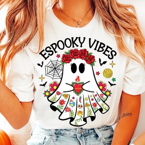 Espooky Vibes Png, Mexikanischer Tag der Toten Png, Gruselige Mama Png, Blumengeist Png, Mexikanische Concha Brot Png, Gruselige Saison Png, Sublimation Png