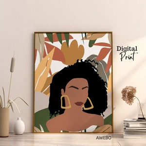 Latina Art Print, Afro Latina Art, Dark Skin Girl Art, Feminist Art, Latin Wall Art, Latina Power, Boho Style Art, Chicana Art, Latinx Art