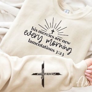 Eleganti citazioni cristiane SVG PNG, le sue misericordie sono nuove ogni mattina Svg, versetto della Bibbia svg, Scrittura svg, religioso Svg, citazione boho svg