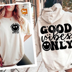 Good Vibe Only Svg Png, Retro Wavy Text SVG, Hippie SVG, Trendy Shirt