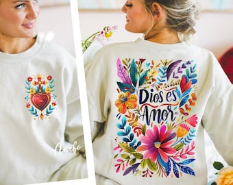 Dios es Amor Fortaleza Png, Christian Spanish Front and Back design png, Frases biblicas png, Mexican Png, Frase Floral cristianas png