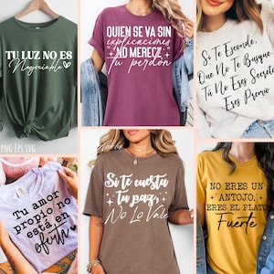 Paquete de 14 citas de empoderamiento de latinas (SVG/Png) / Camiseta de amor propio para latinas (SVG) / Refranes en español (SVG) / Refranes feministas (SVG)