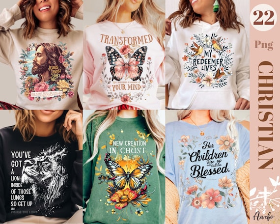 22 Christian Png Bundle, Floral Christian Png, Sublimation Designs Png, Religious Shirt Png, Bible Verse Png, Motivational God Quotes Png