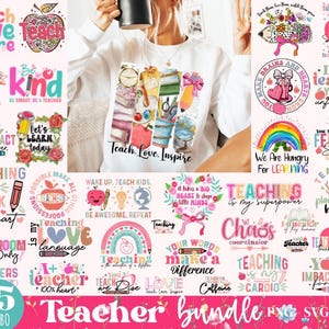 40 Boho Lehrer SVG PNG Bundle, bunte Lehrer Designs, Regenbogen Lehrer SVG, Lehrer Wertschätzung svg, Lehren ist eine Herzensarbeit svg