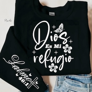 Dios es Mi Refugio SVG PNG, Frase Biblica Svg, écriture Svg, chemise religieuse espagnole manches Design Png, Dios Svg, Fe svg, Frases Religiosas