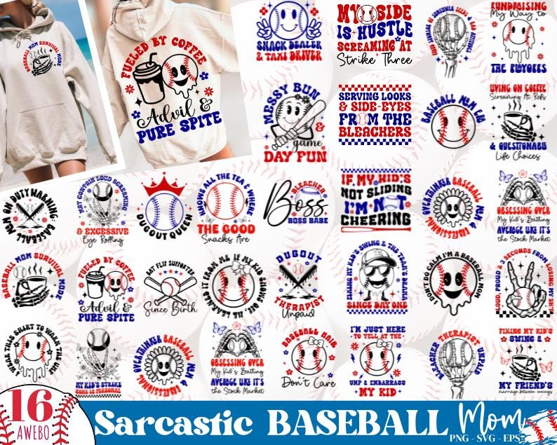 Retro Sarcastic Baseball Mom SVG PNG Bundle, Baseball Game Day Svg, Proud Baseball Mom Svg Cheering Baseball Mama Svg Sport Mom Baseball Svg