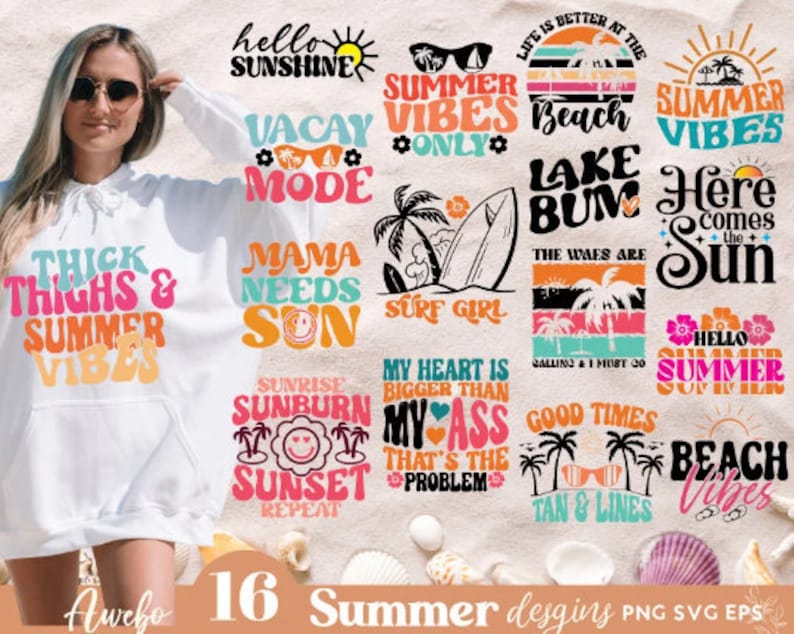 Colorful Summer Bundle Svg, Png and Eps Format