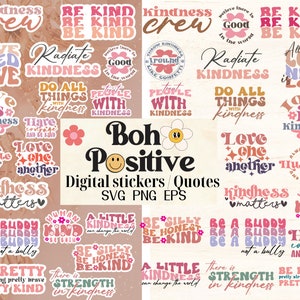 Positive Affirmations | Svg Png Bundle | Digital Stickers | Boho Quotes | Kindness quotes | Shirt svg | Sublimation Designs | Retro quotes