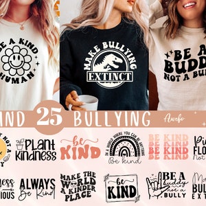 Paquete SVG contra el bullying, SVG para detener el bullying, SVG para ser amable, SVG de amabilidad, SVG de amor propio, SVG bohemio, SVG de autocuidado, SVG para ser un amigo, no un acosador