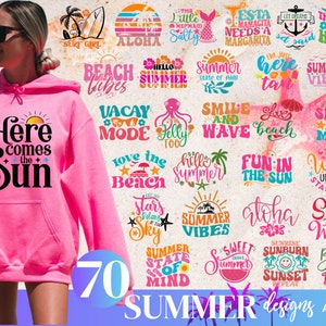 70 Retro Summer Svg Png Bundle, Trendy Summer Shirts svg, Summer Beach Vibes Svg, Ocean svg, Vacation Svg, Hello Summer Season svg