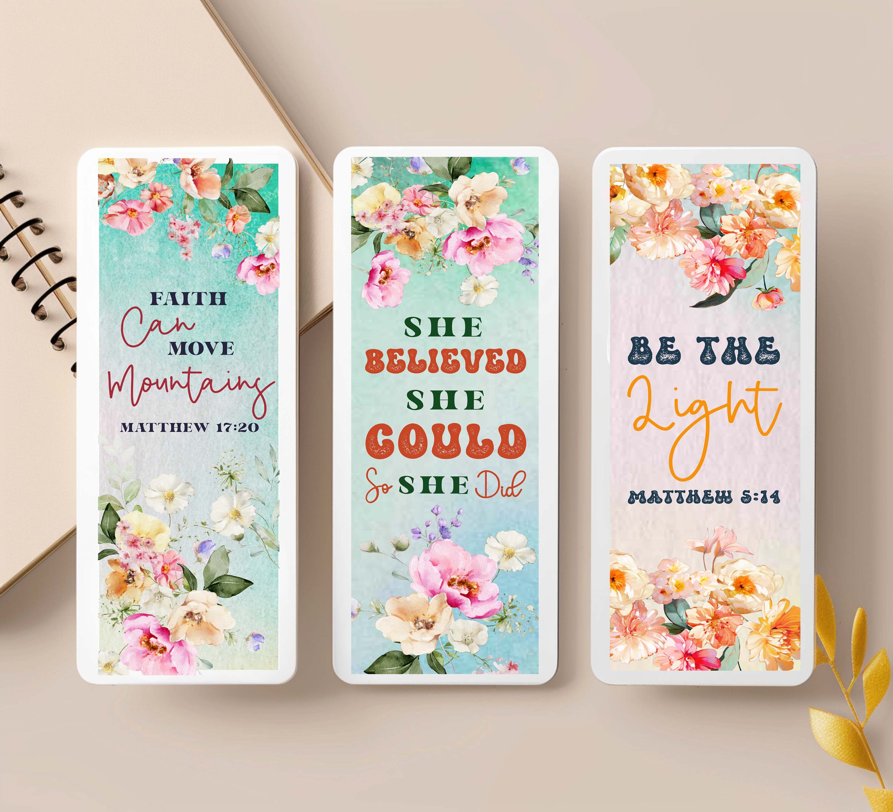 11 Christian Bookmarks Png PDF Bundle, Printable Floral Bookmark ...