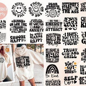 30 Retro Motywacyjne Groovy Svg Png Bundle, Retro Pozytywne Faliste Cytaty Svg, Inspirujące Cytaty Svg, Chrześcijańskie Svg, Codzienne Afirmacje Svg