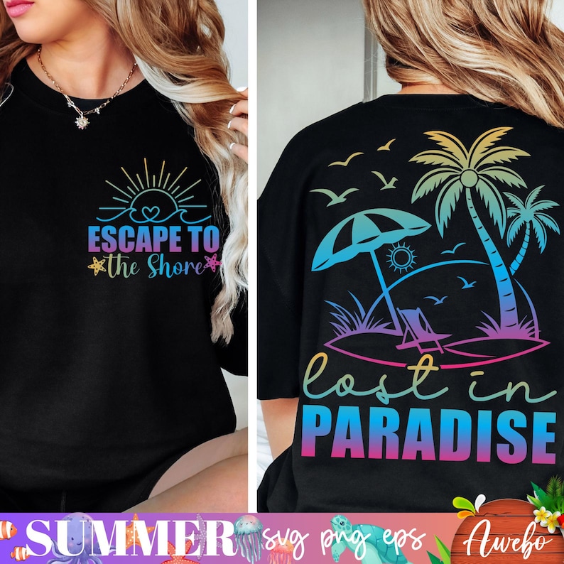 21 Retro Summer Svg Png Eps Bundle for front and Back Shirt Design